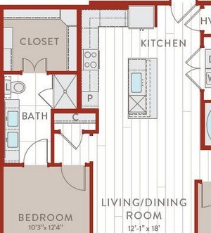 Aura Bluffview Apartments B6 Alt 1 Floor Plan Aura Bluffview Apartments B6 Alt 1 Floor Plan